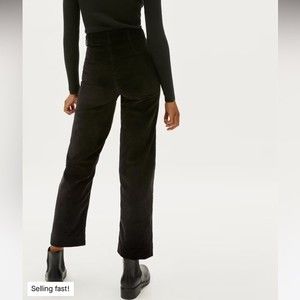 Everlane Womens 4 Wide Leg Corduroy Pant Black New